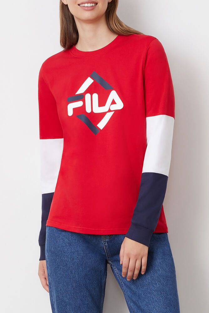 Fila T Skjorte Dame Rød Edwina Lenge Sleeve 049721-QRB